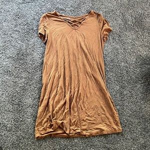 Brown and blue striped dress, size M. Very soft